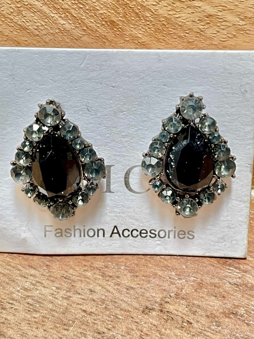 Smoky Teardrop Crystal Stud Earrings